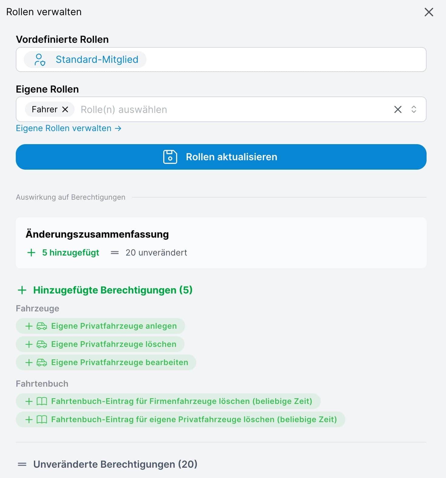 Rollen eines Benutzers ändern