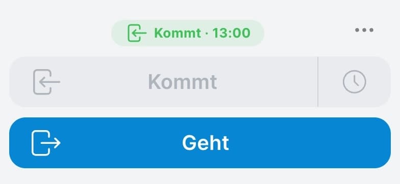 Buttons für Kommt/Geht-Stempelung